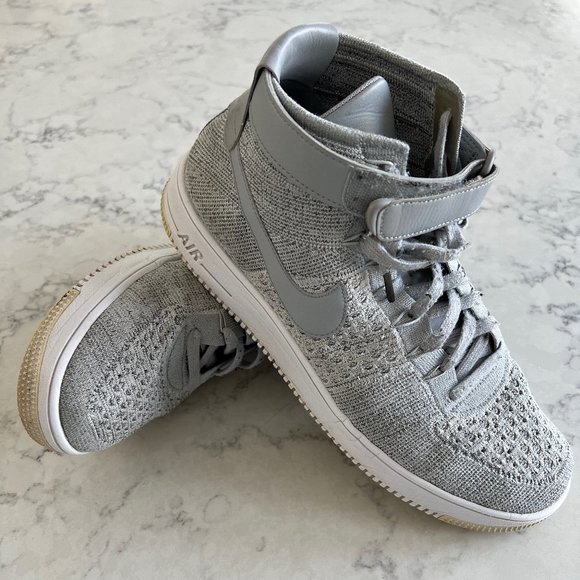 Nike Other - NIKE AIR Force 1 FLYKNIT Wolf Grey & White - Size 12 CLEAN